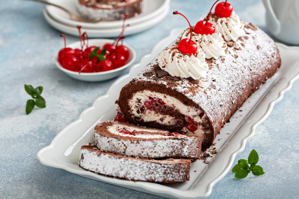 Black forest swiss roll